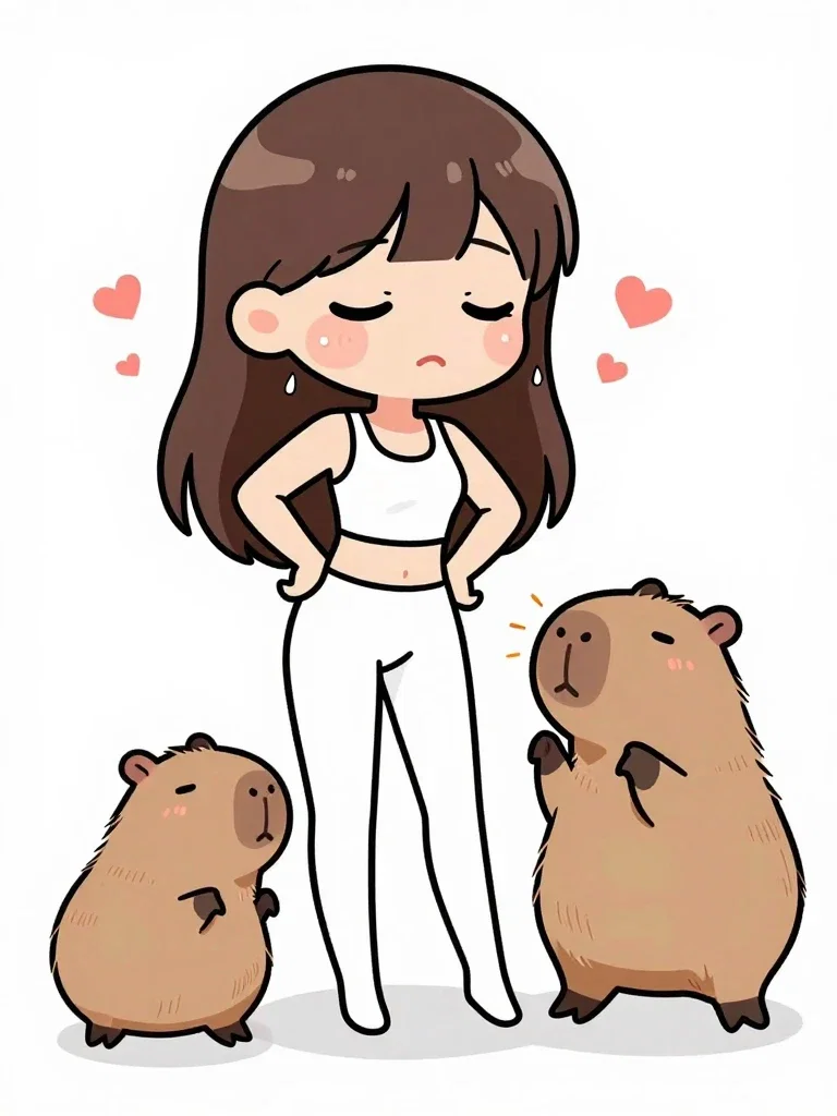cute female with capybara