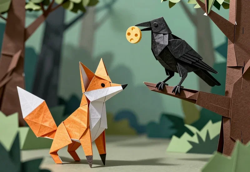 Le Corbeau et le Renard en Origami