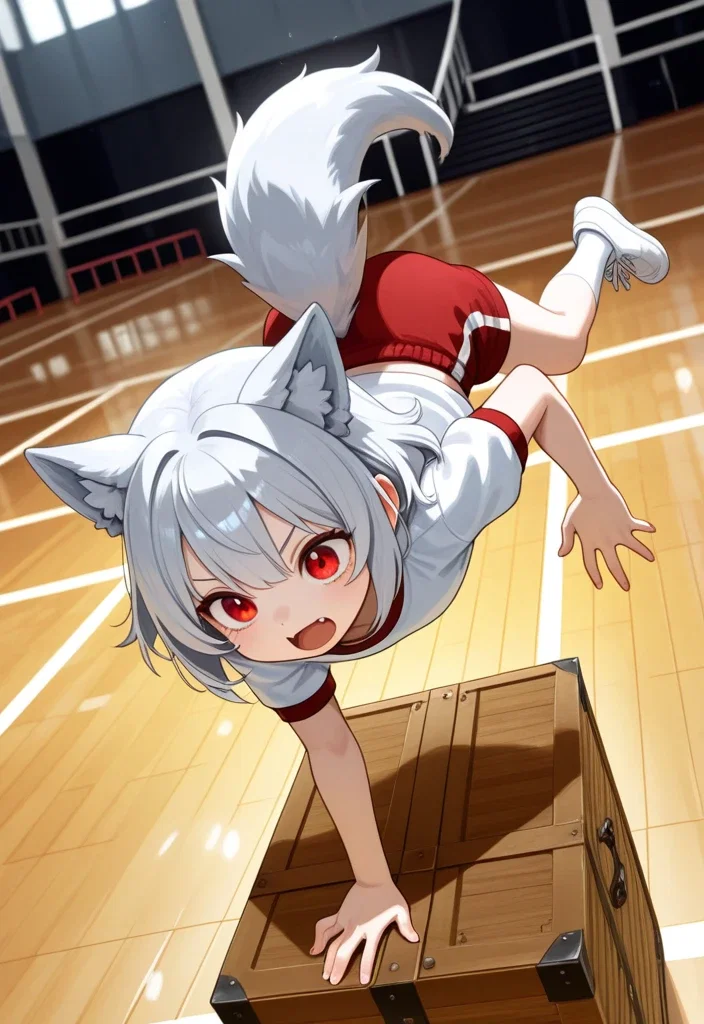 箱を片手で乗り越えます