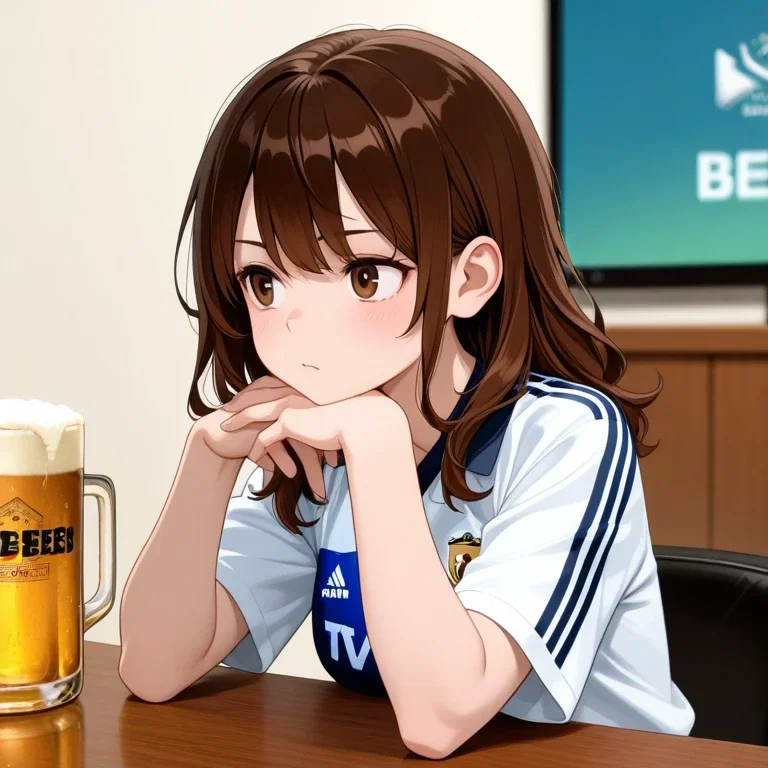 スポーツバーで観戦する女の子