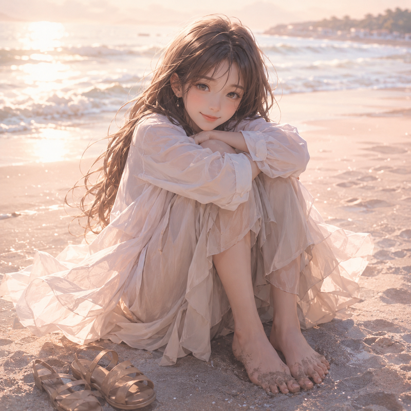 砂浜の女の子