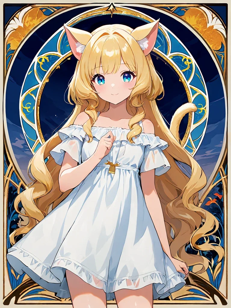 ミュシャ風猫耳少女