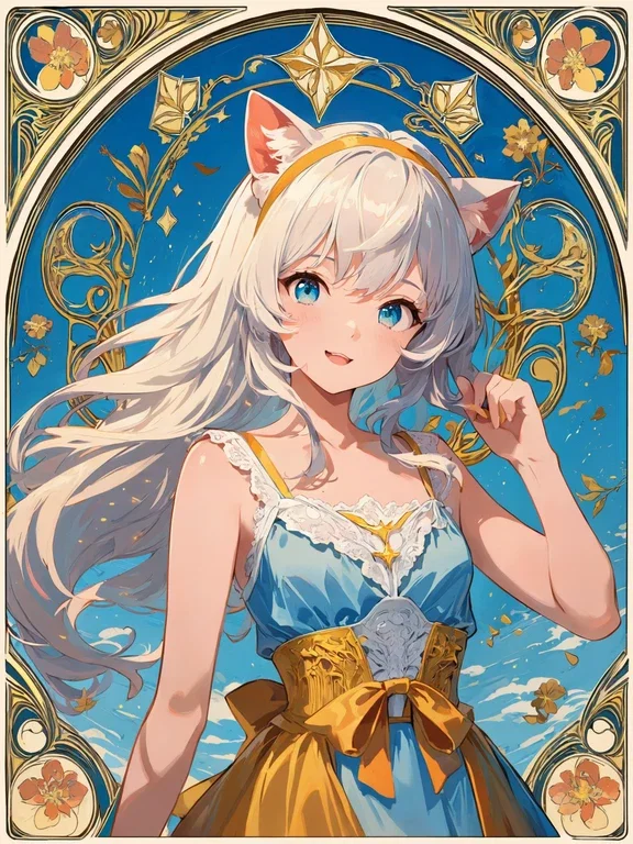 ミュシャ風猫耳少女