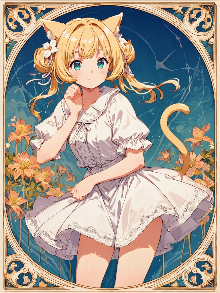 ミュシャ風猫耳少女