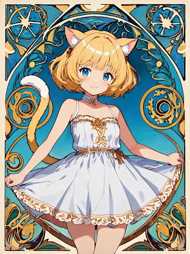 ミュシャ風猫耳少女