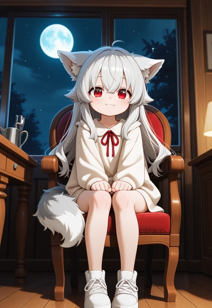 椅子に座って