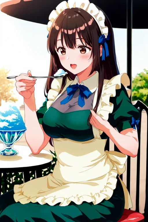 めいどさんはかき氷を食べるだけ