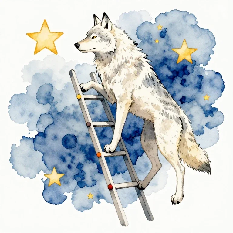 Wolf climing in the sky