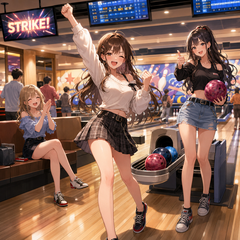 ボウリングを楽しむ女の子たち２