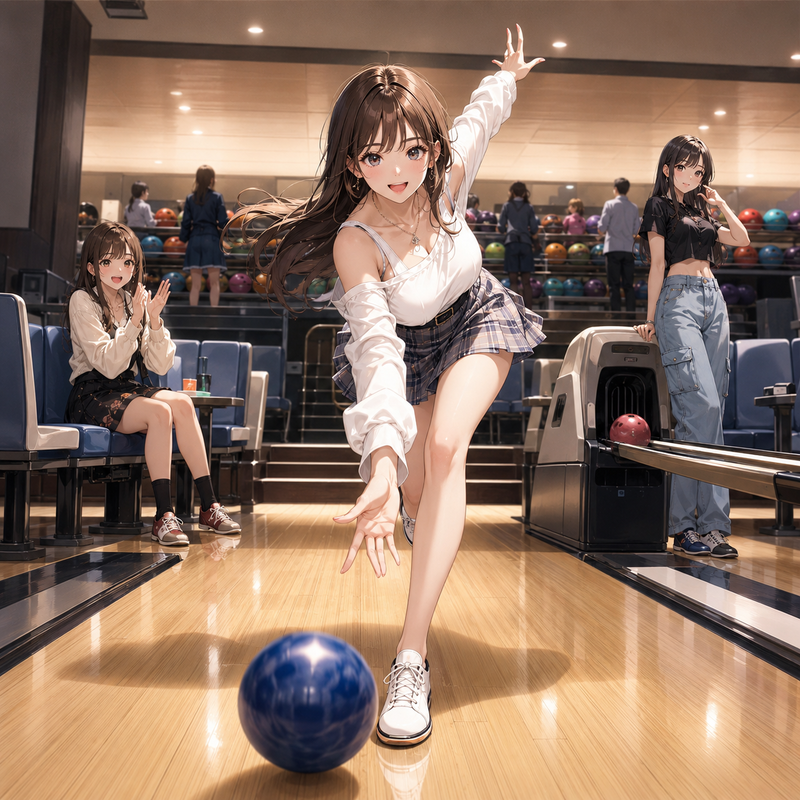 ボウリングを楽しむ女の子たち1