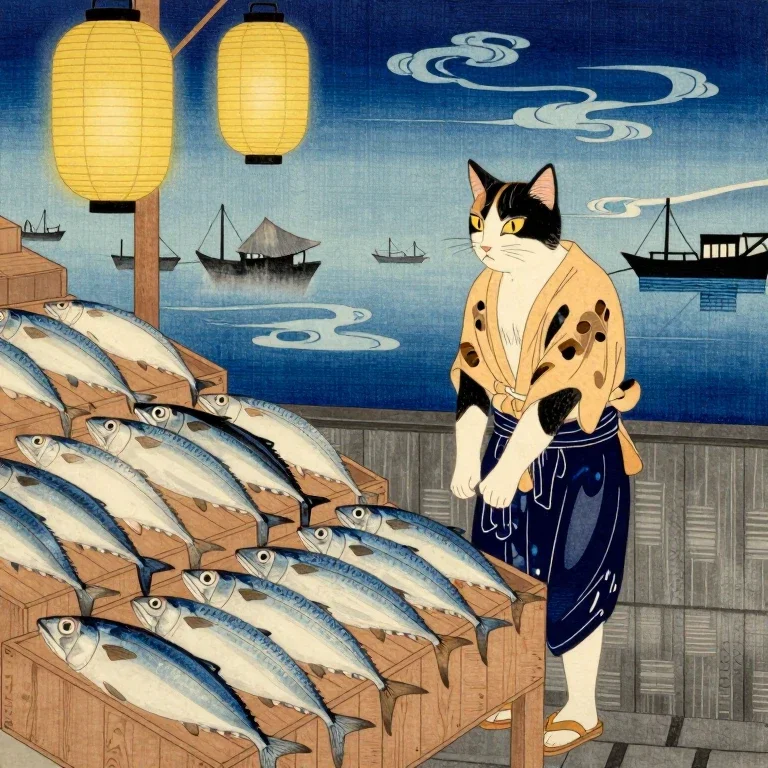 猫の魚屋さん(自動プロンプト)