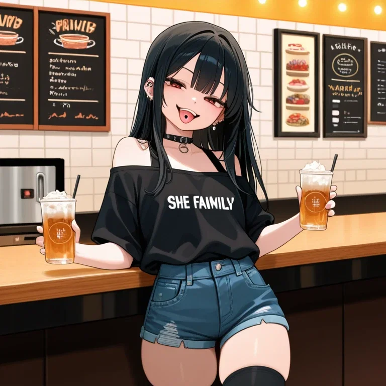 舌ピアス女子
