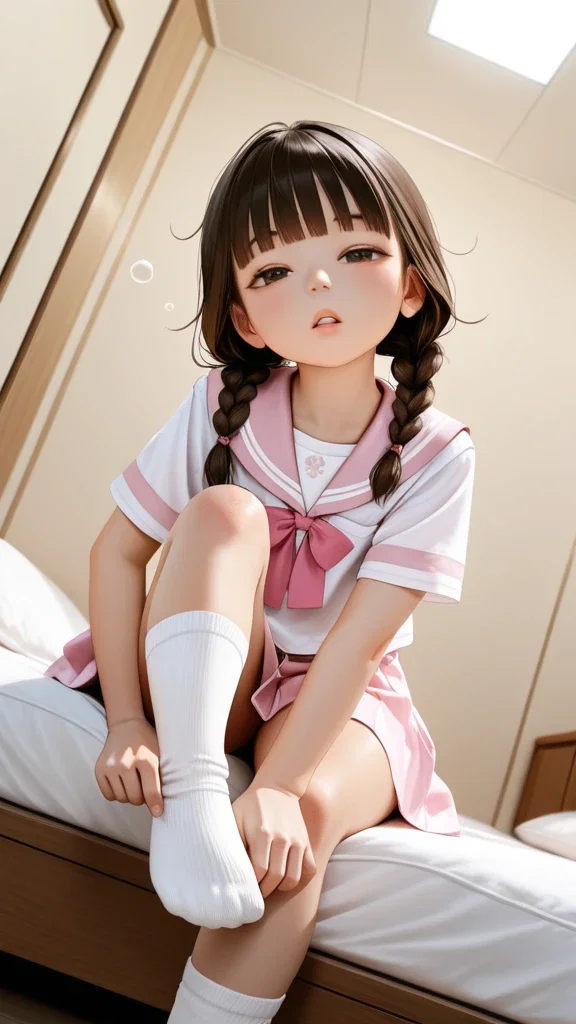 お着替え　まだ眠たげ