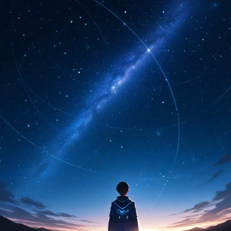 星空を静かに眺める男性
