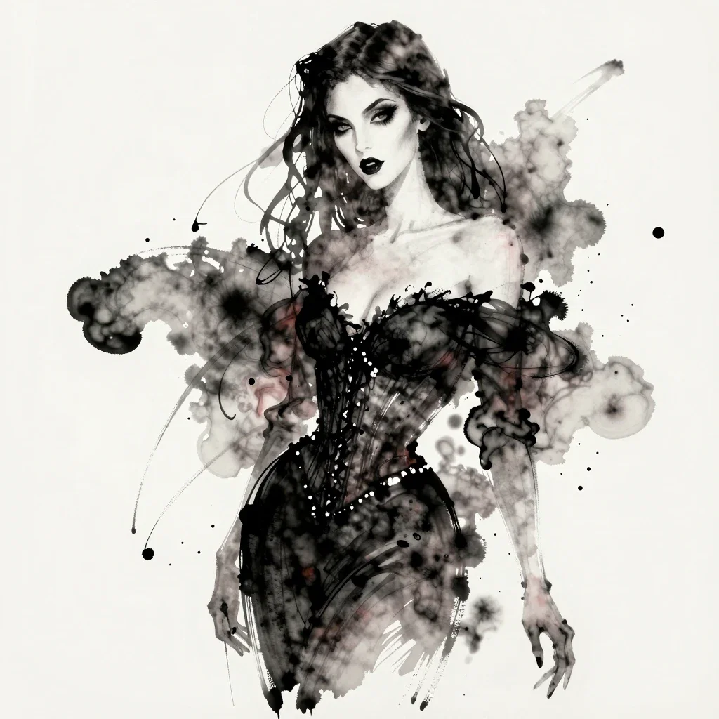 Ink wash Gothic portrait