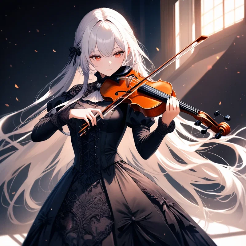 バイオリンを弾くゴスロリ少女
