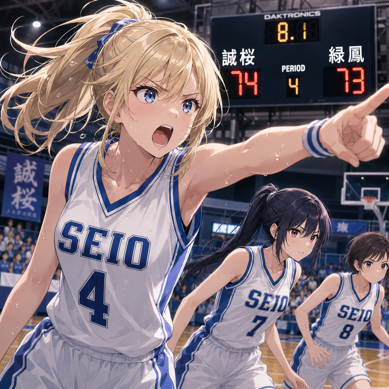 バスケで味方を鼓舞するバスケ女子