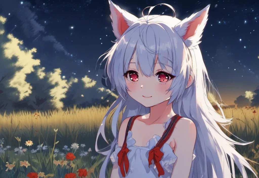 草原と女の子