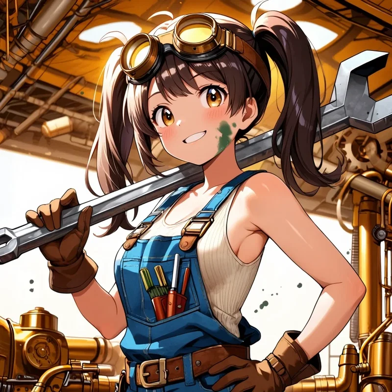 スチームパンクな空飛ぶ戦艦の天才メカニック少女