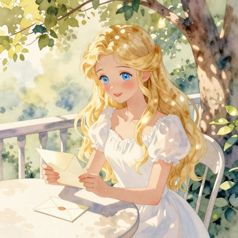 手紙を読む姫君