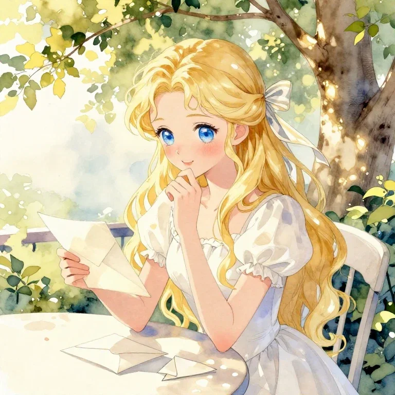 手紙を読む姫君