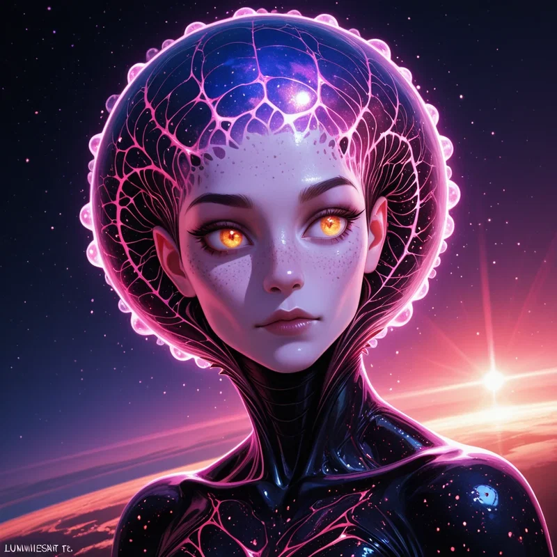 Portrait d'une Femme Extraterrestre Humanoïde