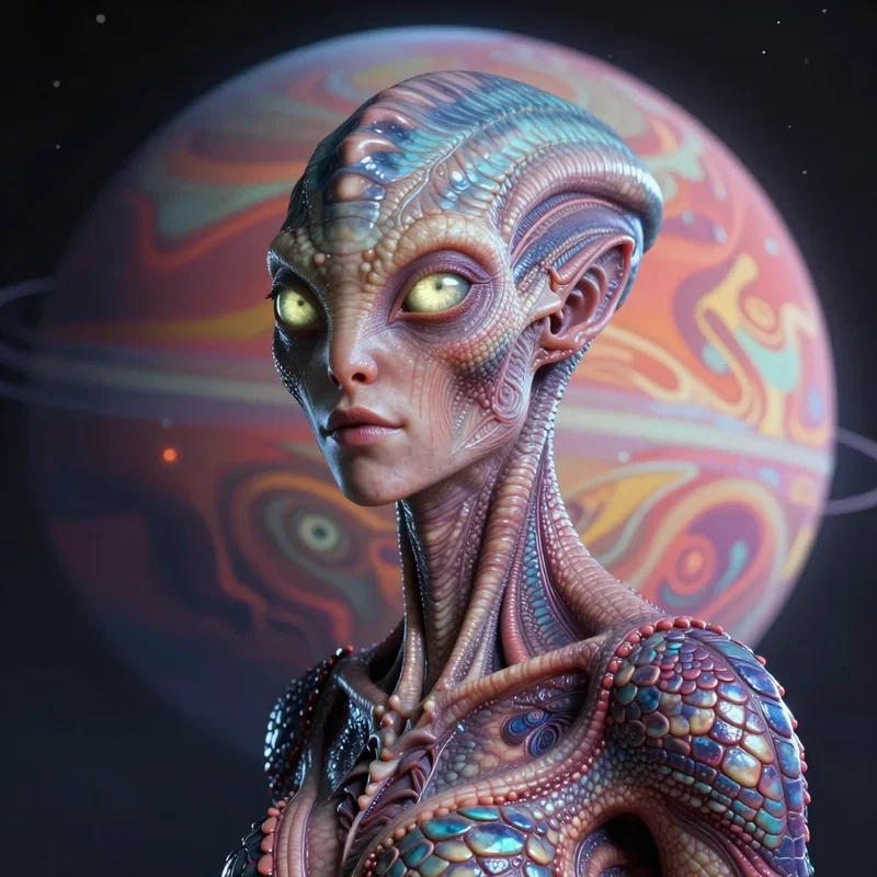 Portrait d'un Homme Alien Hyperréaliste