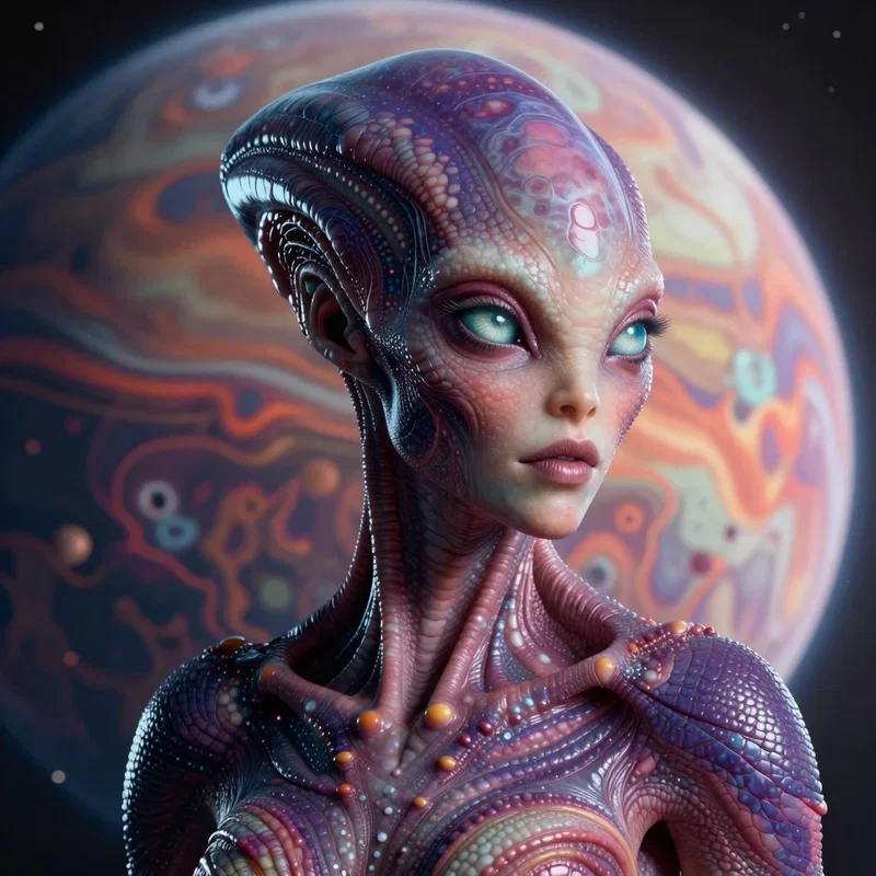 Portrait d'une femme Alien Hyperréaliste