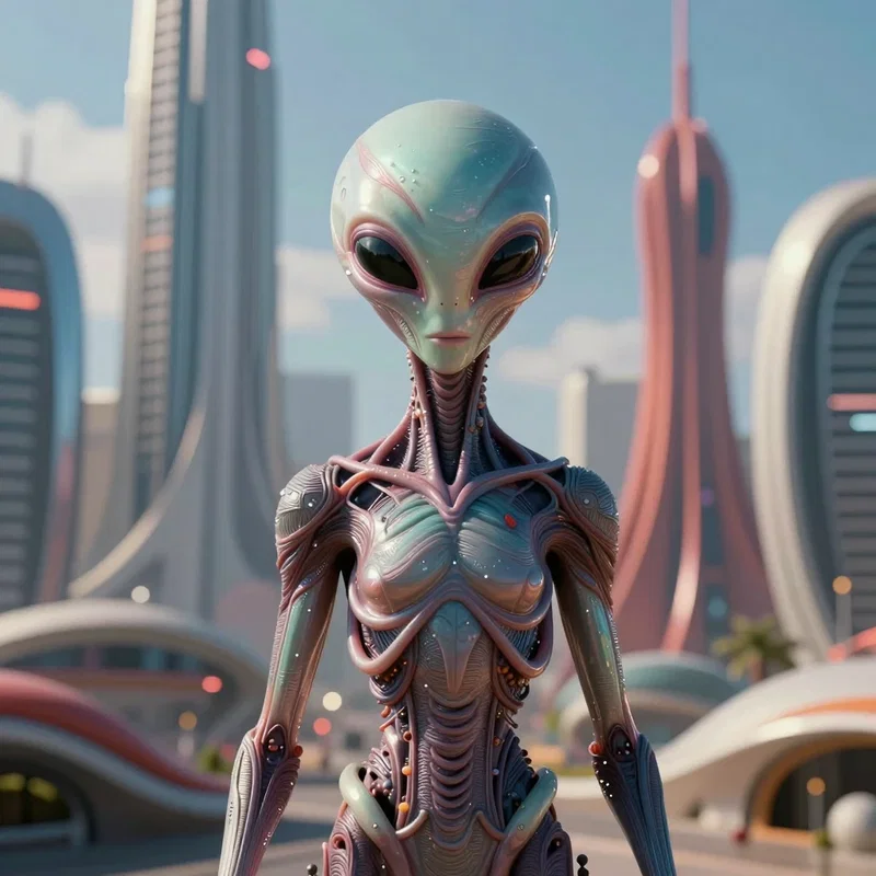 Extraterrestre devant sa Ville