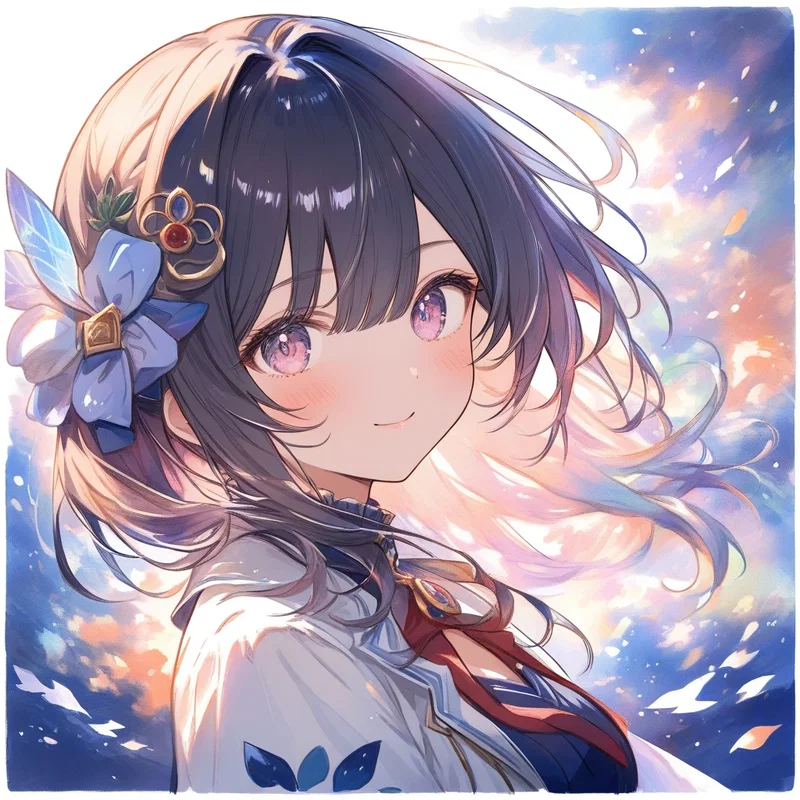 花の髪飾りの少女