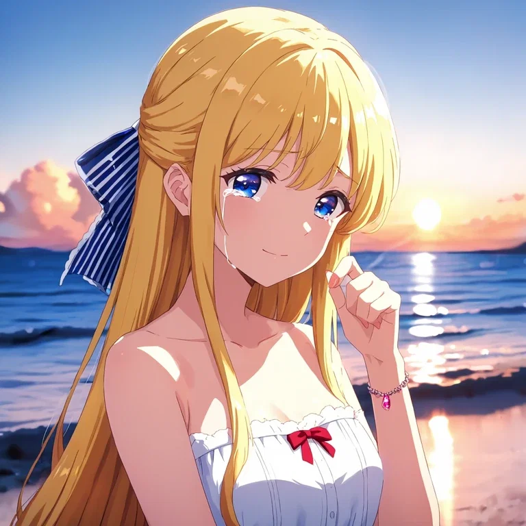 海辺で泣いている姫君