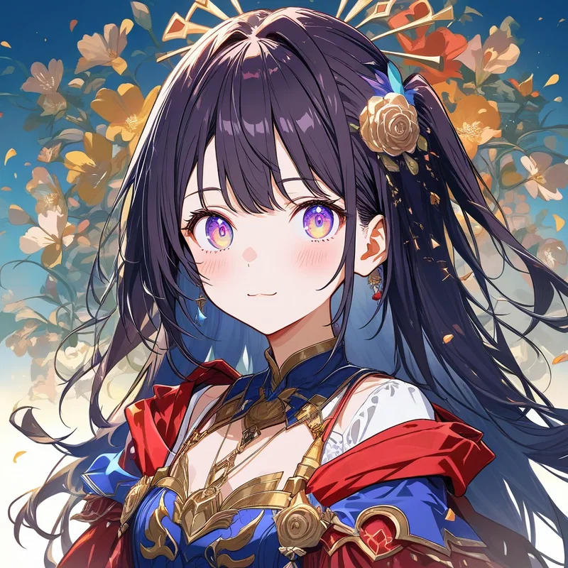 簪(かんざし)を指す黒髪の少女