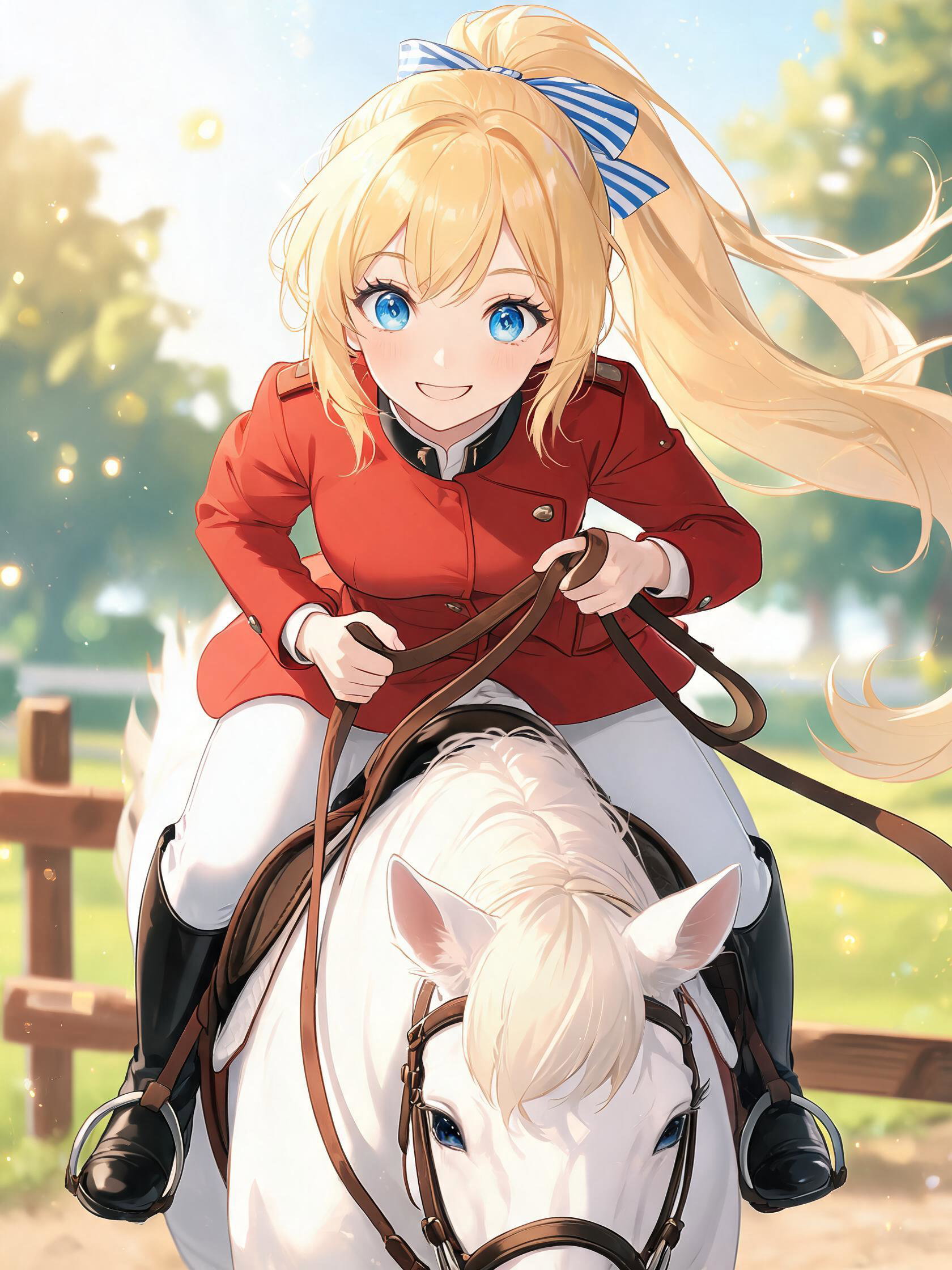 乗馬する姫君