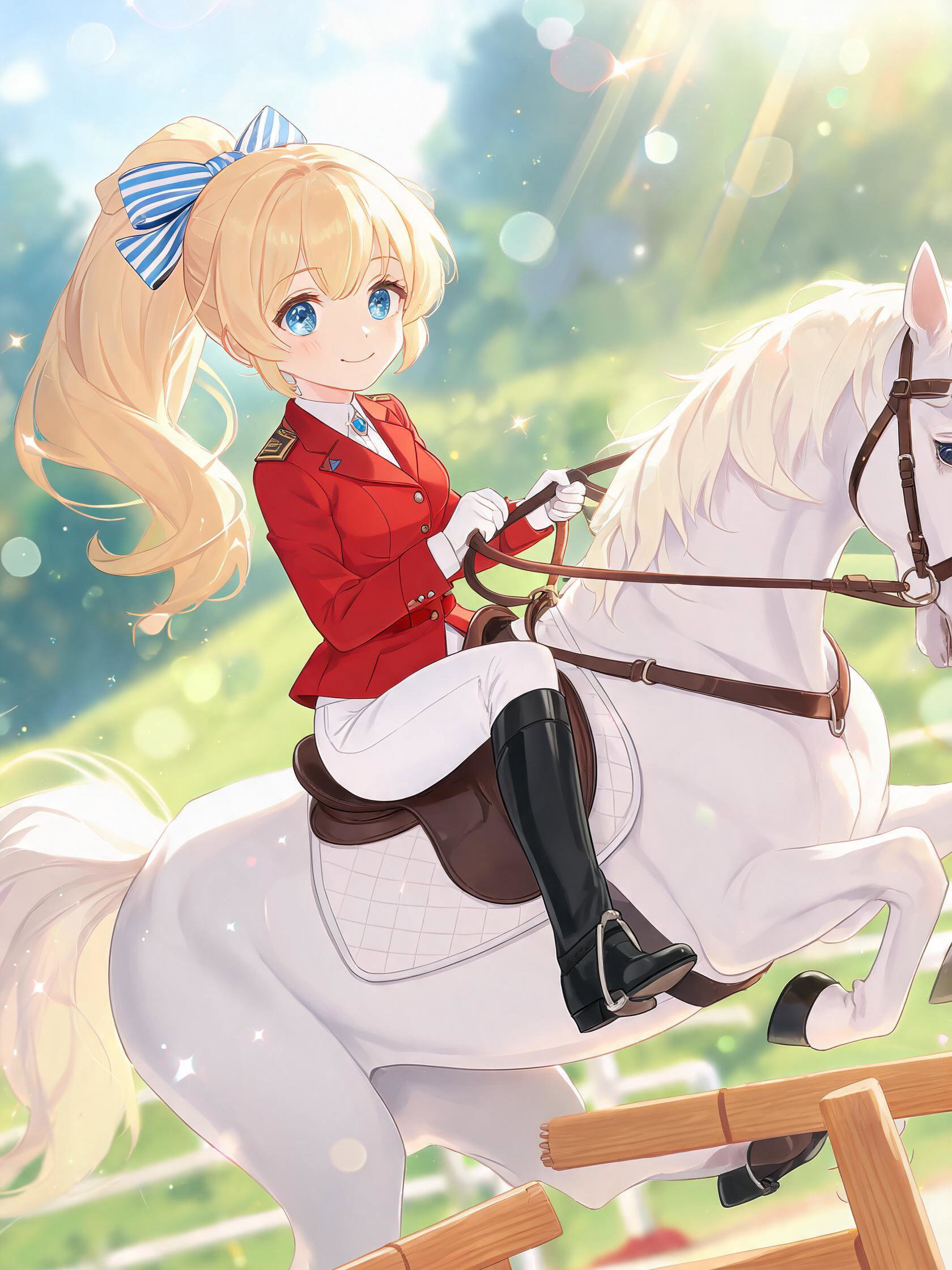 乗馬する姫君