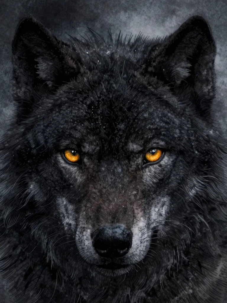 Loup Noir en Très Gros Plan