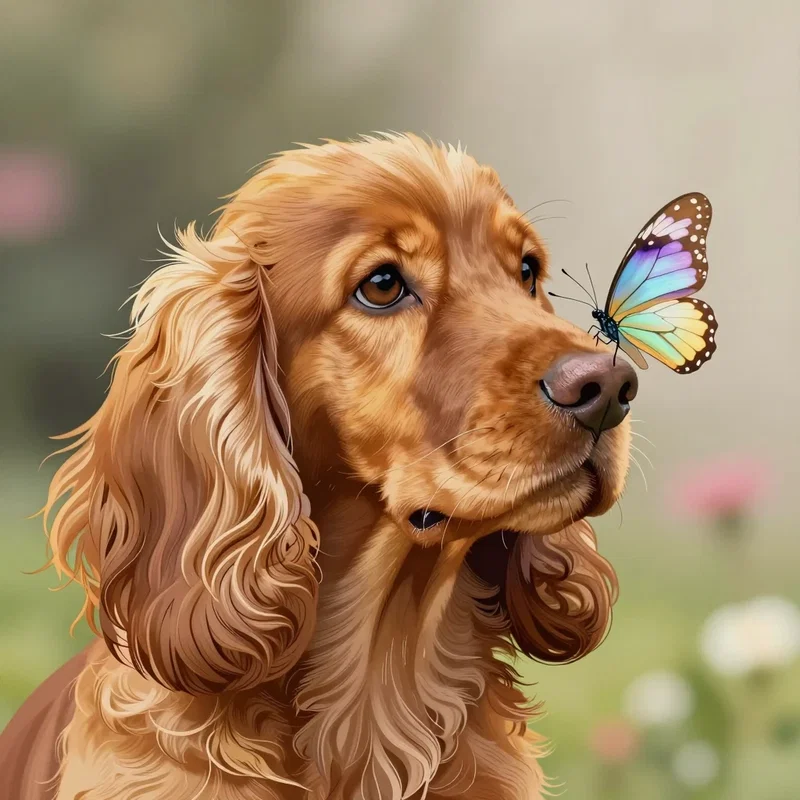 Le Cocker Surpris par un Papillon