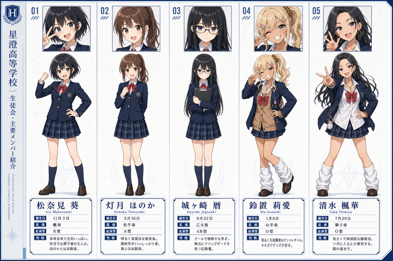 女子高生シリーズのキャラクター設定集