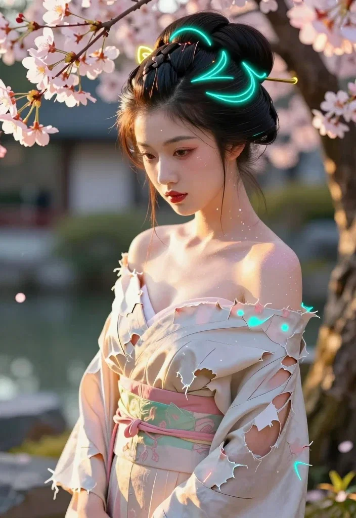 Beauty with torn dress
