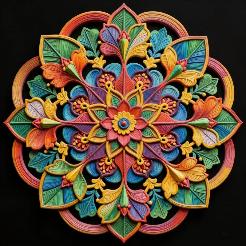 Mandala en Bois Coloré