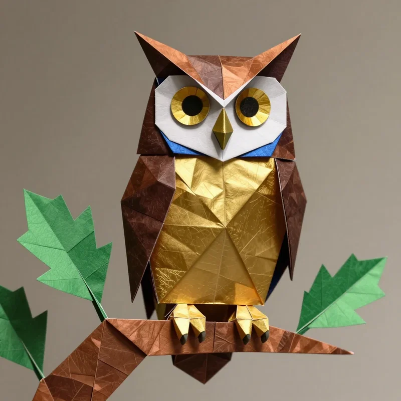 Hibou Grand Duc en Origami