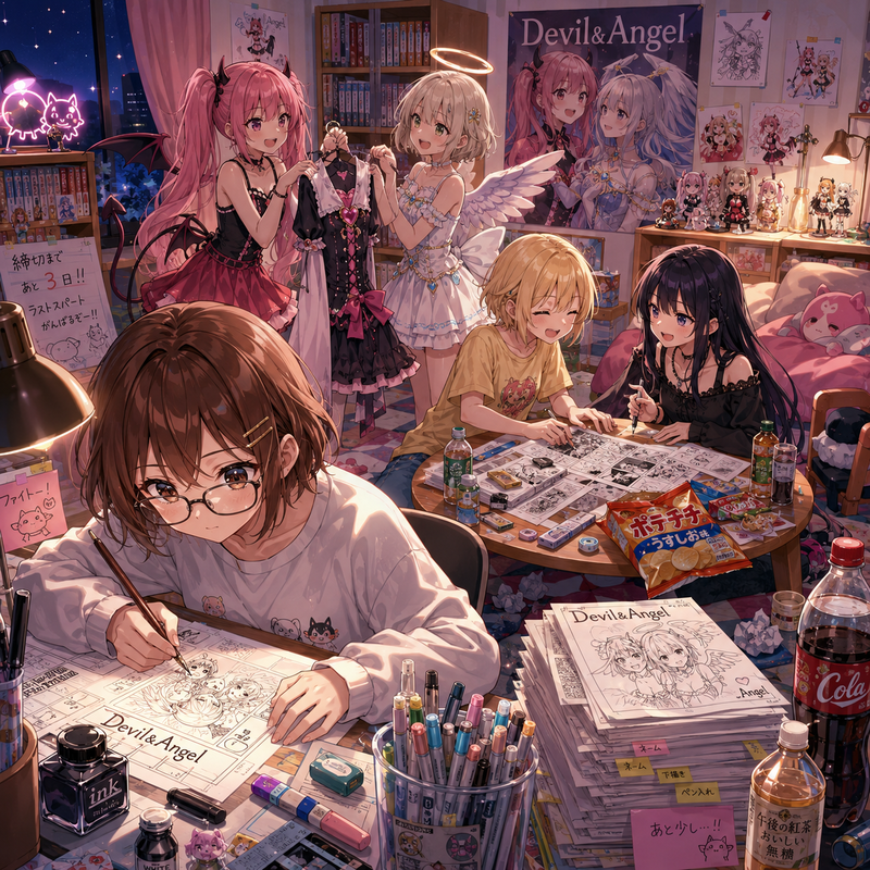 コミケ前の修羅場、天使と悪魔の漫画制作