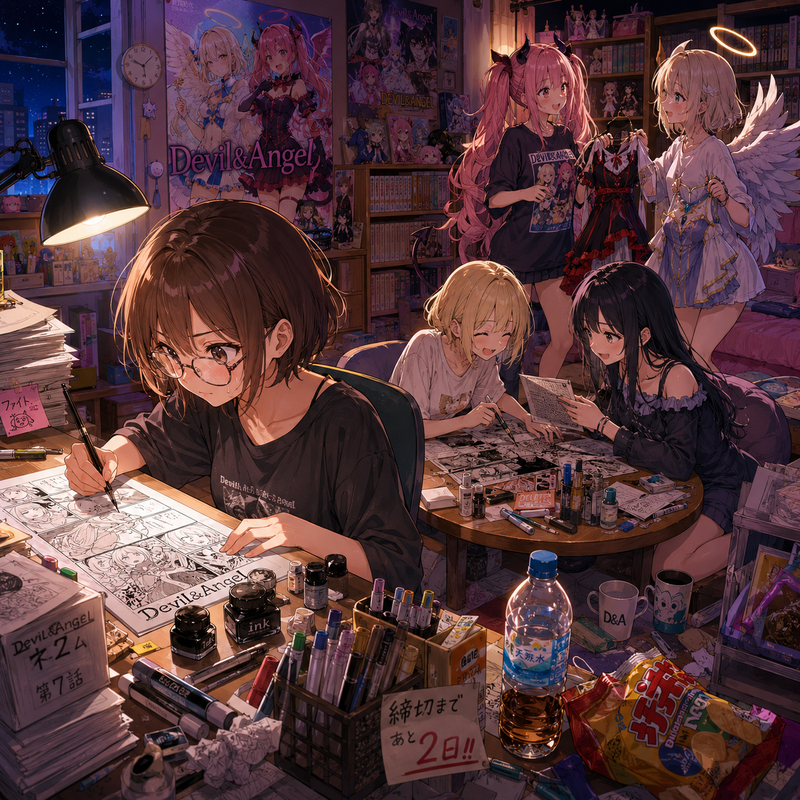 コミケ前の修羅場、天使と悪魔の漫画制作