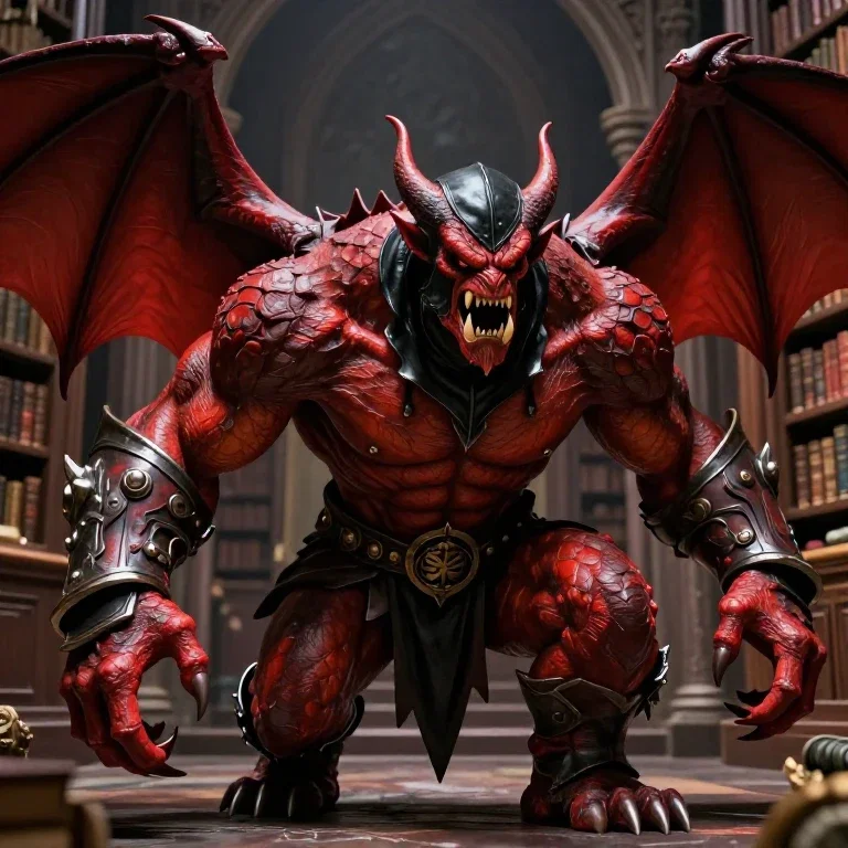 red-skinned bat demon warrior
