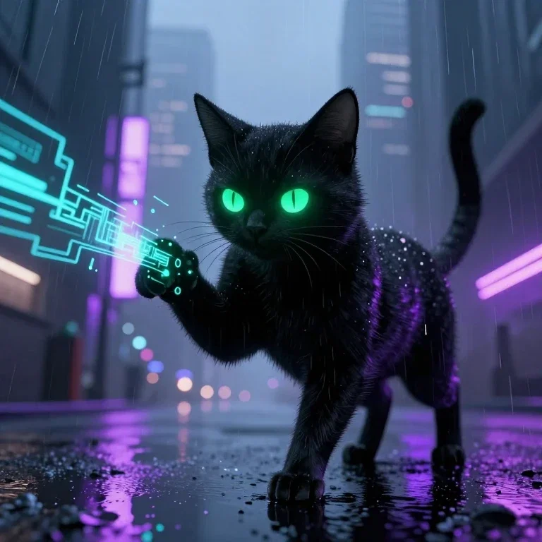 (自動)CGで描いた黒猫