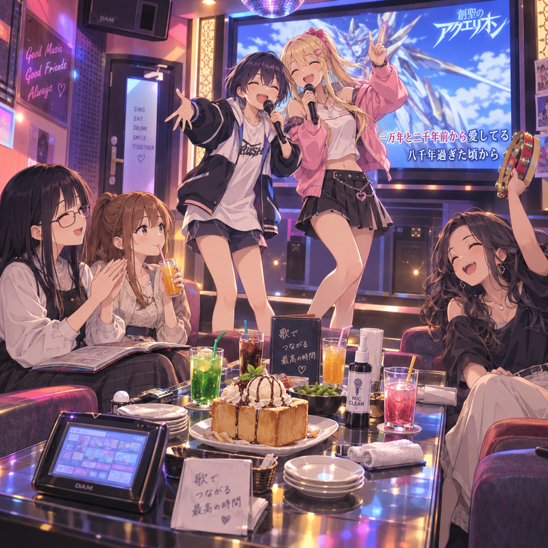 ギャル組とまじめ組のカラオケパーティー