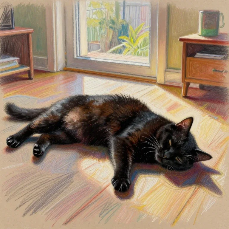 日溜まりで寝る黒猫