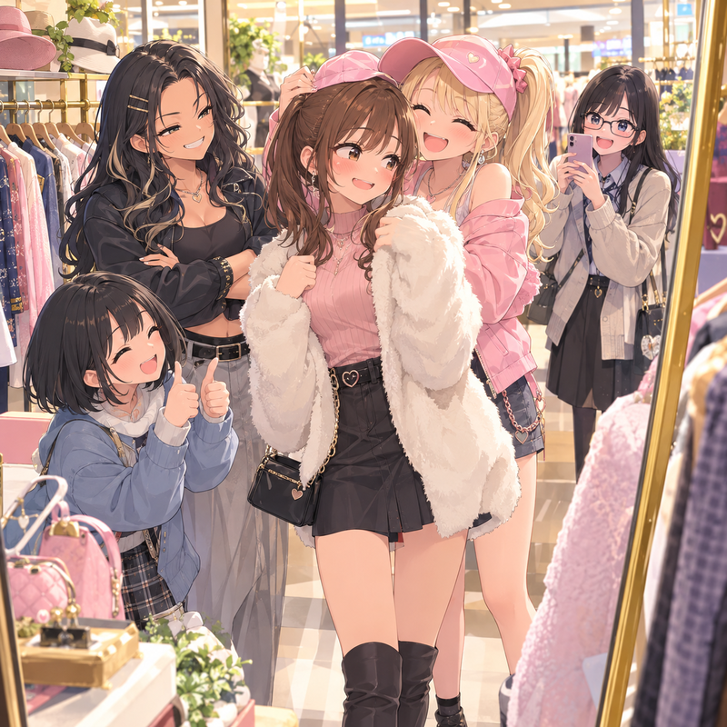 アパレルショップでほのかをギャル化させようと企むギャル友たち。
