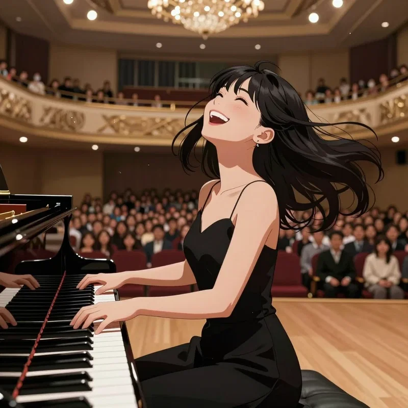 楽しそうにピアノを演奏する女の子