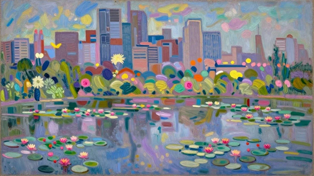 City Skyline - Monet style oilpainting