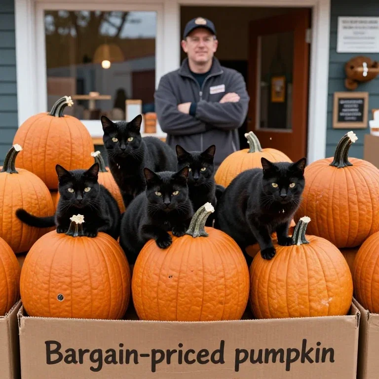黒猫のかぼちゃ大売出し